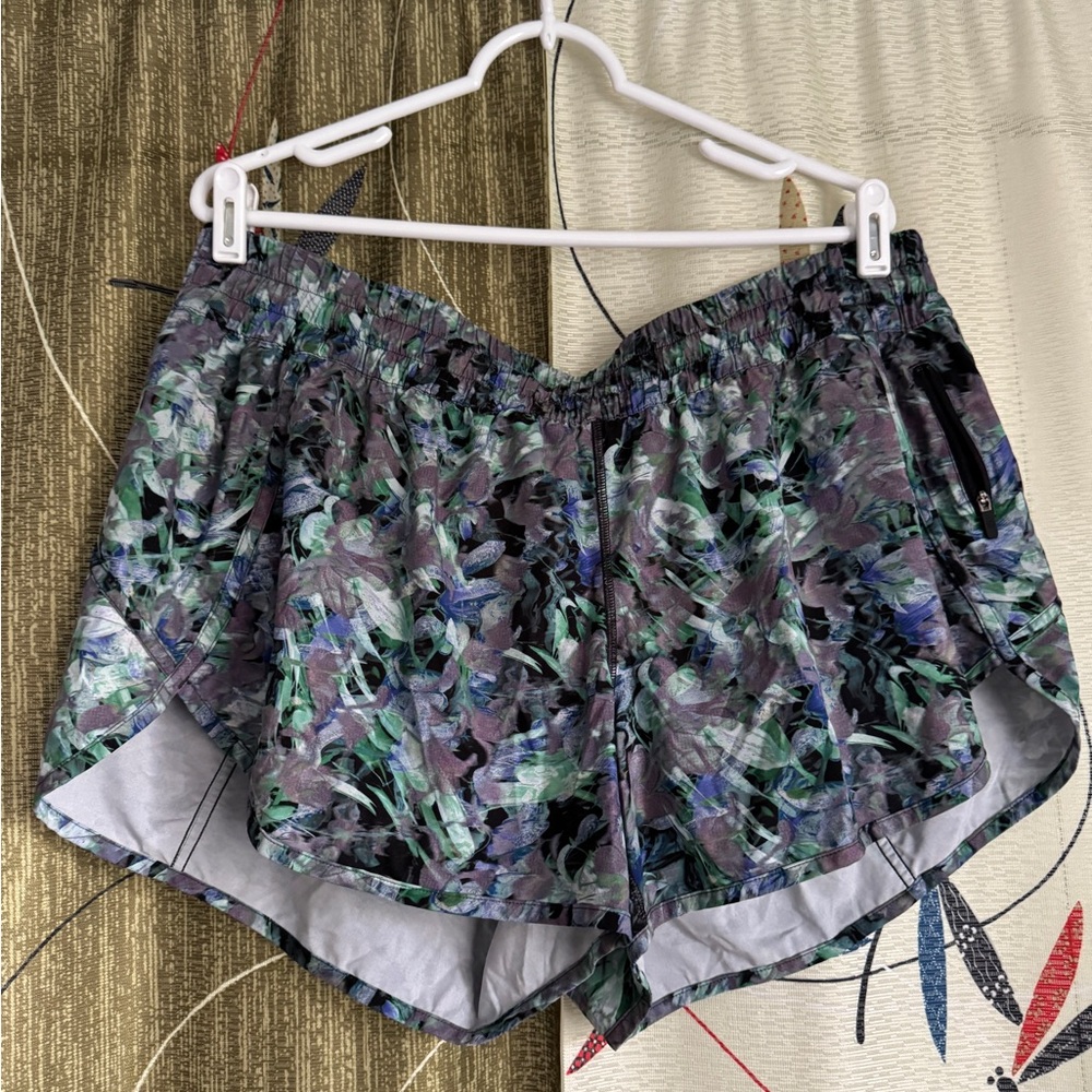 lululemon Floral Athletic Shorts Blue Purple Green